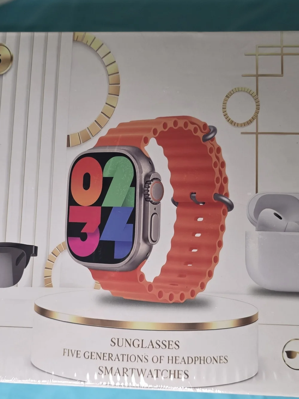 ZT-325 Smartwatch with Orange Strap and Wireless Earbuds